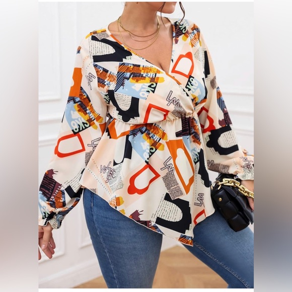 EUC 2XL Long Sleeve Wrap Blouse - Picture 3 of 10